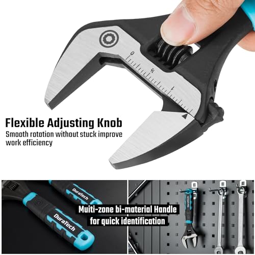 DURATECH 8-Inch Wide Jaw Adjustable Wrench - color: Black & Blue, size: 8-Inch