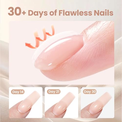 Beetles Hard Gel Clear Nude Brown, Bare Veil with Medium Square Nail Tips - color: Clear Nude Brown Bare Veil with Medium Square Nail Tips 3 x 30 g