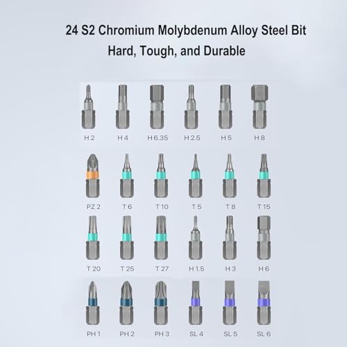 24-in-1 Ratchet Screwdriver Set, Magnetic Precision Bits with Detachable Handle & Case, Multi-Purpose Mini Screwdriver Kit for DIY, Electronics, Watch & Home Repair