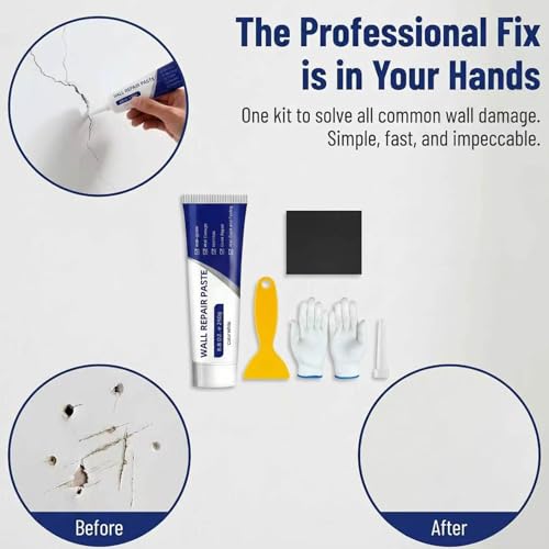 Efficient Drywall Repair Kit, Quick Drying Wall Repair Paste with Scraper & Sandpaper, Durable Spackle Wall Repair, Upgrade Wall Mending Agent for Holes & Cracks, Dents & Small Damage (2 Pcs) - color: 2 Pcs
