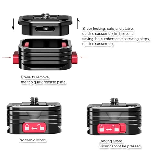 Claw Quick Release Plate Kit Stabilizer Mount Adapter Quick Release Base for Action / DSLR Camera, With Arca-Swiss Fit Dovetail for Fast Switch between Arca Fit Tripod Head Clamp Rail Slider Gimbal