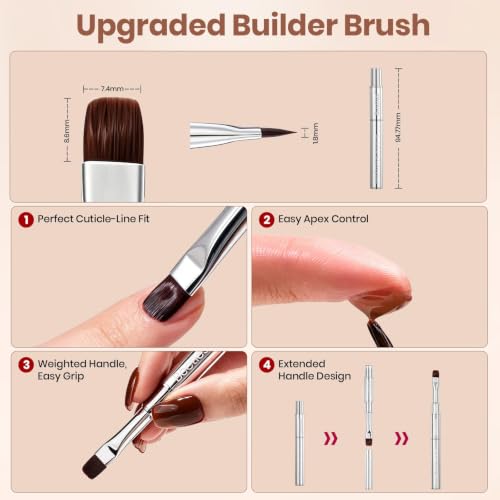 Beetles Hard Gel for Nails Ember Brown, TPO & HEMA-FREE & Flat Nail Brush - color: A - Maple Ember