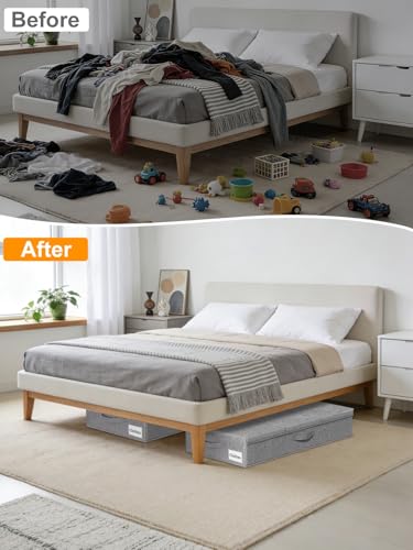 punemi 6 in Tall Under Bed Storage Containers with Lids, 2 Pack, Grey - color: Grey, size: 2 Pack-6 inch Tall-Structured