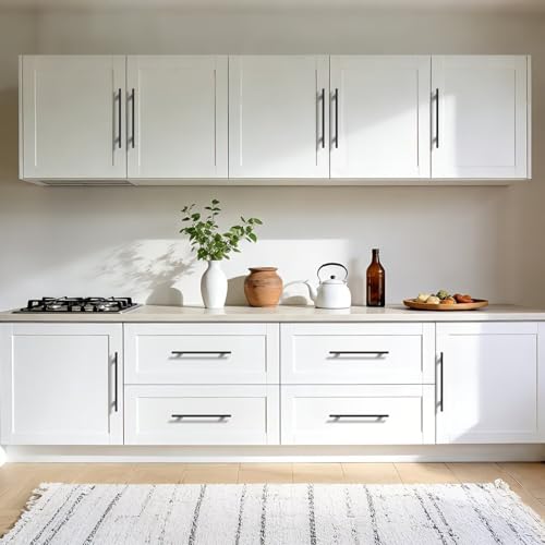Probrico 30 Pack Hole Centers 10inch Matte Black Kitchen Cabinet Pulls, Stainless Steel Dresser Drawer Handles, 12.6inch Length Pull Handle for Cabinets and Closets - size: Center to Center: 10 inch
