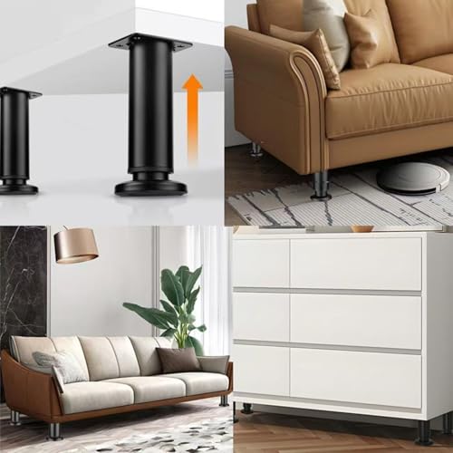 4Pcs Black Adjustable 7.08-12.2 Inch Metal Furniture Legs for Cabinet Sofa - color: Black, size: 7.08"-12.2"-Set of 4