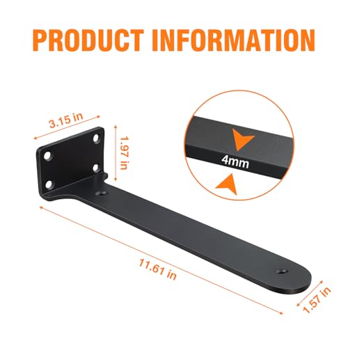 Hidden Shelf Brackets 12 in Heavy Duty Floating Shelf Bracket DIY Wall Mounted Shelves Support Hardware Invisble Metal L Brackets for Wall Shelves Max Load 220 LBS/Pair(12 in 2 PCs) - size: 12 Inch