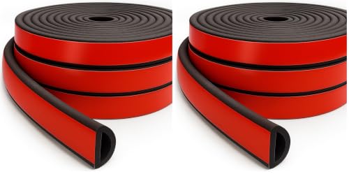 Weather Stripping Door Seal Strip 26FT – EPDM D-Shape Foam Rubber with Tape for Home Door, Window, Garage, RV, Truck, Boat, Marine Hatch – 0.75"x0.375" (Pack of 2) - size: 26FT (Pack of 2)
