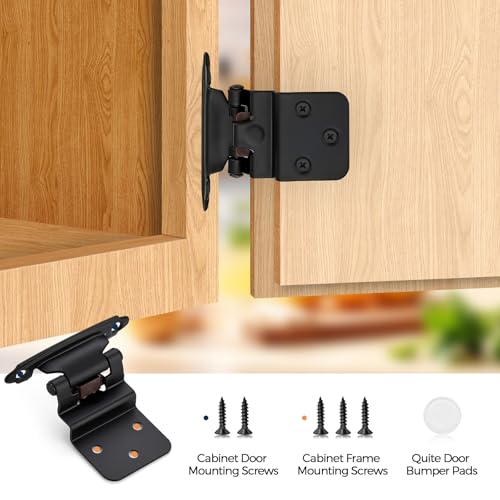 Matte Black Cabinet Hinges, 3/8 Inch Inset, 4 Pack(2Pairs) - color: Matte Black