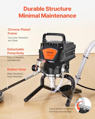 VEVOR 950W Stand Airless Paint Sprayer, 3000PSI High Efficiency Electric Airless Sprayer, Handheld Paint Sprayers for Home Interior and Exterior Furniture and Fences, Fine and Even Painting Effect - size: 950 W