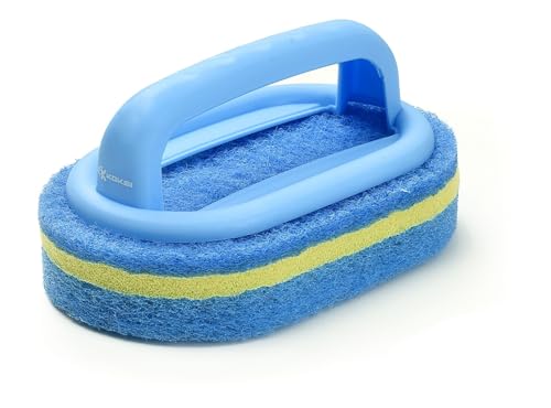 Scrub Brush Set for Bathroom Kitchen Bathtub Toilet Deep Cleaning Brush Tools All Purpose Cleaner Sponge Scrubbing Brushes with Ergonomic Handle, 4-Piece