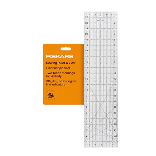 Fiskars 6" x 24" Sewing & Quilting Ruler with Gridlines, Clear/Black - size: 6" x 24"