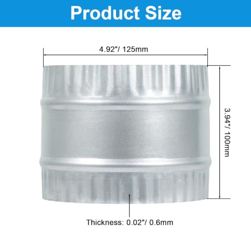 5" Inch Duct Connector Galvanized Steel HVAC Coupling Crimped Ends