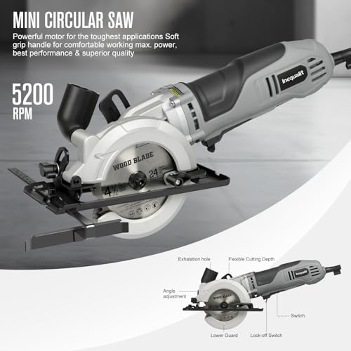 6-Amp Mini Circular Saw Corded Compact Saw, 2x 4‑1/2" Blades - style: Corded 6A