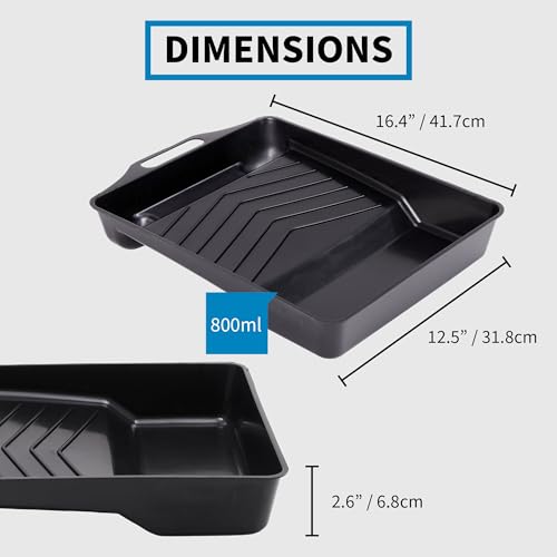 PD 11 Inch Paint Roller Tray, 2-Pack, Deep Pocket, Black Plastic - color: Tray (Black) – 2 Pack, size: 11-inch