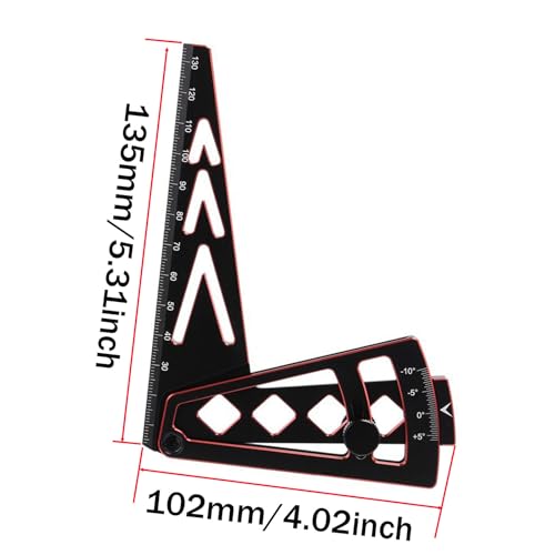 RC Car Camber Gauge Adjustable Wheel Rim Camber Gauge for 1/10 1/8 Trucks - color: Black+red