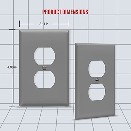 ENERLITES 10 Pack Mid-Size Duplex Outlet Covers Wall Plate, Gray - color: Gray, size: Mid-Size