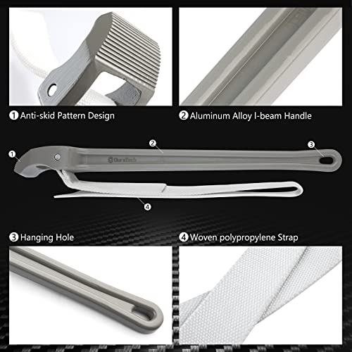 DURATECH Strap Wrench 18" Handle, Adjustable Nylon Strap Pipe Wrenches - color: Grey, size: 18 Inch