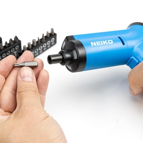 NEIKO 10580A Electric Screwdriver, 34pc Rechargeable Cordless Screwdriver Set, 1/4” Hex Shank 3.6V Lithium Ion Power Screwdriver, 3 LED Lights, USB C Charger Included, Mini Screw Driver - style: Electric Screwdriver