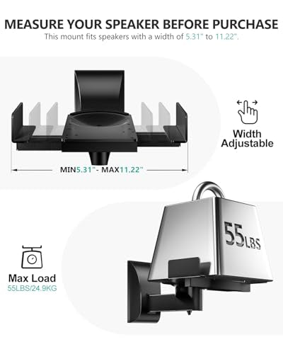 WALI Surround Sound Speaker Wall Mount with Adjustable Swivel Tilt Angle - size: Standard