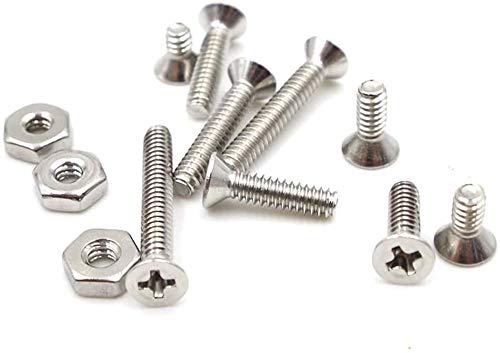 220Pcs #6-32 UNC Stainless Steel Phillips Flat Head Countersunk Machine Screws Nuts Assortment Kit- #6-32x 3/16" 1/4" 5/16" 3/8" 1/2" 5/8" 3/4" 7/8" 1" - size: #6-32