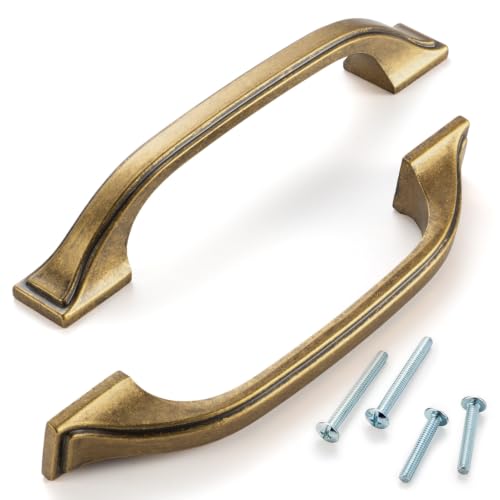 3-3/4 Inch Antique Brass Cabinet Pulls Arch Handles 10 Pack P2409 - color: Antique Brass, size: 3-3/4" Hole Centers-10 Pcs
