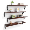 ROMGUAR CRAFT Wood Wall Floating Shelves Set of 4, 23.6" x 6" - Brown - color: Brown, size: 23.6" x 6"