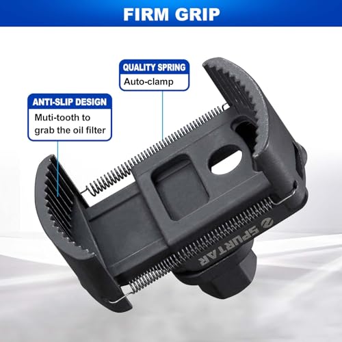 Spurtar Adjustable Oil Filter Wrench 2-3/8 to 3-1/8 inch 60-80mm Universal