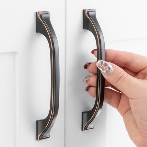 3-3/4 in Oil Rubbed Bronze Cabinet Pulls Arch Handles 10 Pack P2409 - color: Oil Rubbed Bronze, size: 3-3/4" Hole Centers-10 Pcs