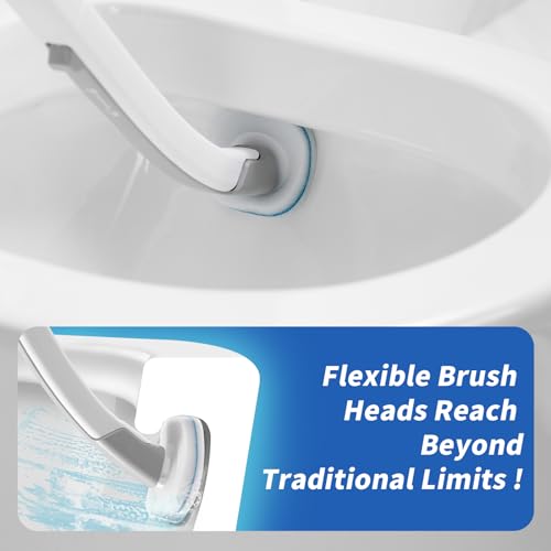 oshang Disposable Toilet Brush 2 Pack- Toilet Bowl Cleaner, Toilet Cleaning Supplies, Toilet Brush with Holder, 28 Refills for Deep Cleaning and Hygienic Bathroom Maintenance - size: 2 Brush+28 Refills