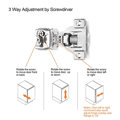 Soft Close Cabinet Hinges for Kitchen, 1” Overlay, 4 Pack - size: 1 Inch Overlay