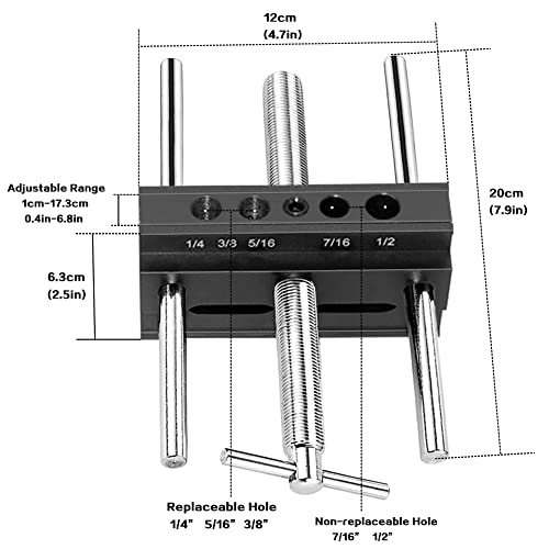 Self Centering Dowel Jig Kit Wide Capacity Drill Guide - color: Black Wide Capacity