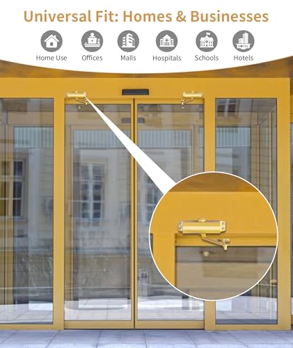 Dullgolden Hydraulic Door Closer Medium Size, Automatic No Slam for Home & Commercial Use - size: Medium, style: Dullgolden