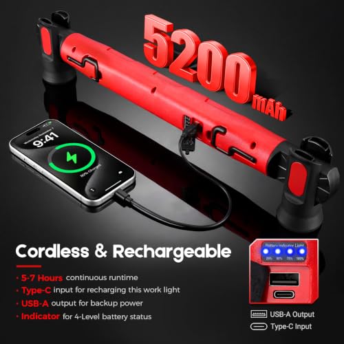 Magnetic Work Light, 3000LM Ultra Bright LED Magnetic Light Bar with Hooks