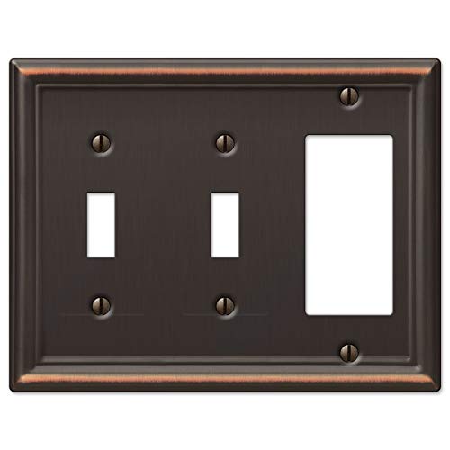 Amerelle 149TTRDB Chelsea Wallplate, 2 Toggle / 1 Rocker, Steel, Aged Bronze, 1-Pack - color: Aged Bronze, size: 2 Toggle / 1 Rocker