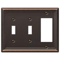 Amerelle 149TTRDB Chelsea Wallplate, 2 Toggle / 1 Rocker, Steel, Aged Bronze, 1-Pack - color: Aged Bronze, size: 2 Toggle / 1 Rocker
