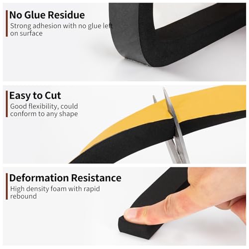 Yotache High Density Adhesive Foam Tape 1" Wide X 3/4" Thick, 13 Ft - size: 1"x3/4"x13 FT