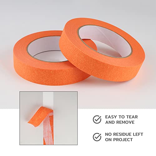 Lichamp 2 Pack Orange Painters Tape 1 inch, Orange Masking Tape 1 inch x 55 Yards x 2 Rolls (110 Total Yards)
