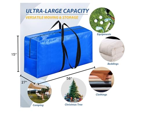 Extra Large Storage Bags, 98 Gallon XXL Jumbo Large Moving Bags Heavy Duty - color: Blue - 1 PACK, size: 56" X 27" X 15"