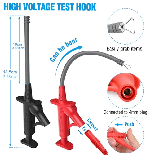 25PCS Multimeter Test Leads Kit, Test Leads Set with Replaceable Alligator Clips,Wire Piercing Probes, Alligator Clips,Test Hook Clips,Test Tweezer for Digital Electrical Multimeter Testing - color: Test Kit-1