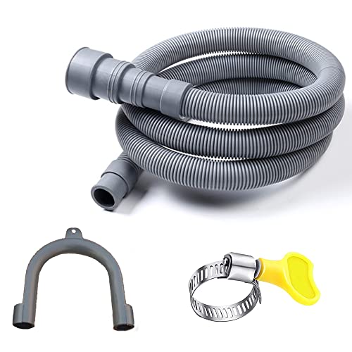 HLMOptimo 6 Feet Universal Washing Machine Drain Hose Flexible Dishwasher Drain Hose Extension Kits Corrugated Washer w/ 2 Clamps 1 adapter 1 U-Bend Holder - size: 6 Feet
