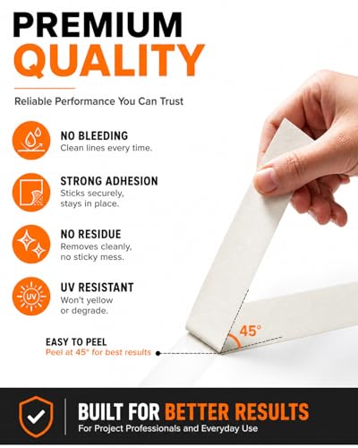 SWRT Masking Tape 0.75 Inch x 55 Yards x 10 Rolls, Bulk White Painting Tape - size: 0.75" x 55Yds x 10Rolls