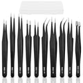 10Pcs Precision Tweezers Set, Upgraded Anti-Static Stainless Steel Tweezers with Storage Box, for Craft, Electronics, Jewelry-Making, Laboratory Work, Soldering, DIY
