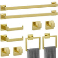 10-Pieces Brushed Gold Bathroom Accessories, 24 Inch Gold Towel Bar Set - color: Brushed Gold, size: 26 Inch (10 Pieces)