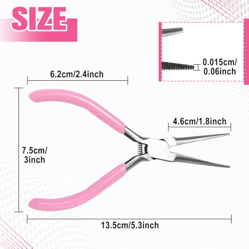 Small Needle Nose Pliers Serrated Jaw 5.3 Inches Extra Long Nose Pliers with Teeth Mini Precision Jewelry Plier for Bending Wire and Small Object Gripping Jewelry Making Tools with Spring - style: Needle Nose Pliers Serrated Jaws