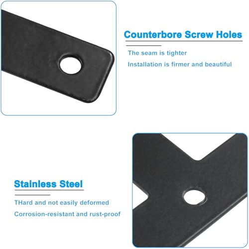 Bonsicoky 12 Pack T Shape Flat Bracket, 3.15" x 3.15", Black - size: 3.15 x 3.15 Inch, style: T Shape-12 Pcs