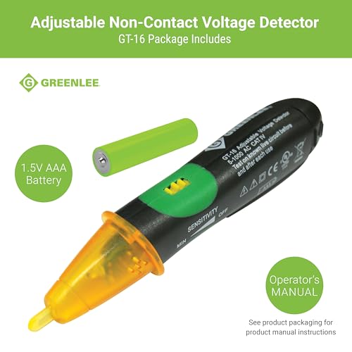 Greenlee GT-16 Adjustable Non-Contact Voltage Detector, 5V - 1000V AC,Green, Greens