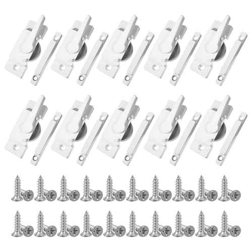 10 Pack Window Sash Locks, White Metal Cam Action with Keeper, Security Replacement for Sliding, Double Hung, Vertical and Horizontal Windows