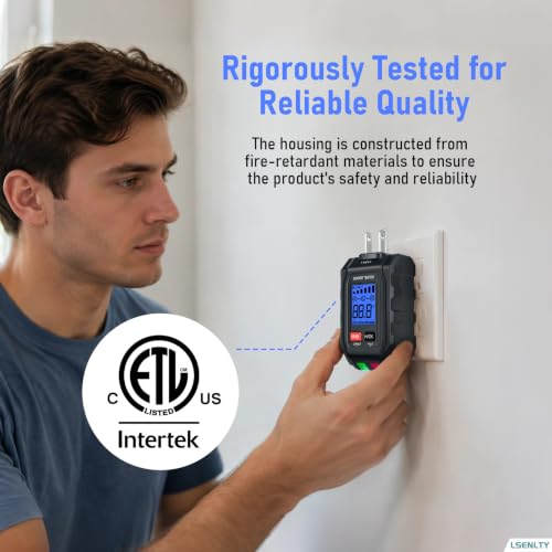 LSENLTY Outlet Tester with GFCI Tester, 2-in-1 Outlet Tester with Non-Contact Voltage, GFCI Tester, Loop Resistance & Polarity Detection, Suitable for Home DIYer, Electrician, Father Gifts