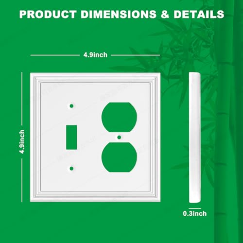 OKAYZIP White Decorative Combination 2 Gang Toggle/Outlet Covers Wall Plate - size: 1 Toggle/1 Duplex 2 Pack