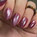CurvLife Short Almond Fall Press On Nails, Pink Purple Cat Eye, Soft Gel - color: Cat Eye Pink
